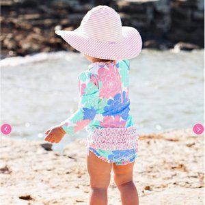 NWT Ruffle Butts Seersucker Swim Hat
